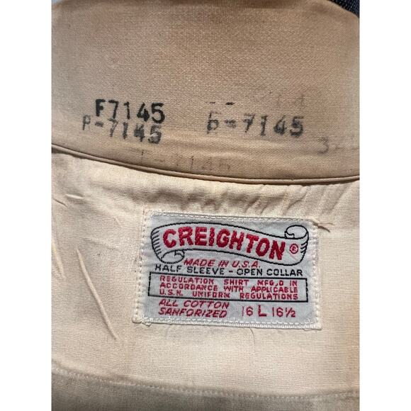 Vintage Creighton USN Regulation Uniform Button Up Shirt Short Sleeve Large JL - Picture 10 of 11